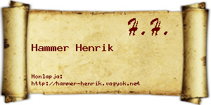 Hammer Henrik névjegykártya